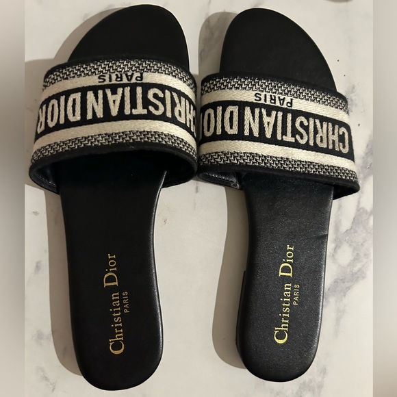 Christian Dior Black and White Slides - Picture 1 of 3